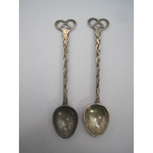 67 - Two Silver Arts & Crafts Coffee Spoons by Greenwood & Watts, hallmarked London 1928