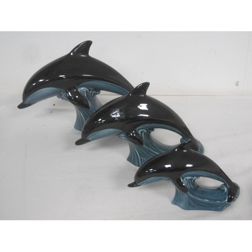 113 - Three Poole Pottery Dolphin Large, Medium and Small