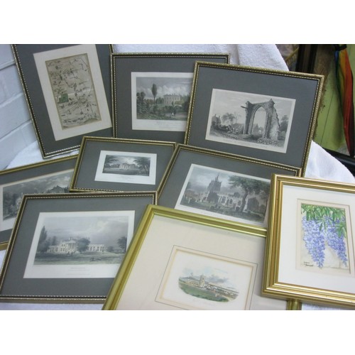 253 - An assortment of framed and glazed hand coloured antique prints, mainly of places in Essex including... 