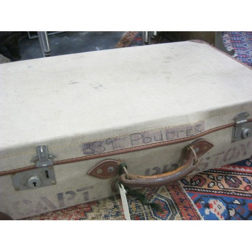 110 - A demob suitcase named to Capt Preston containing a respirator bag with all original contents except... 