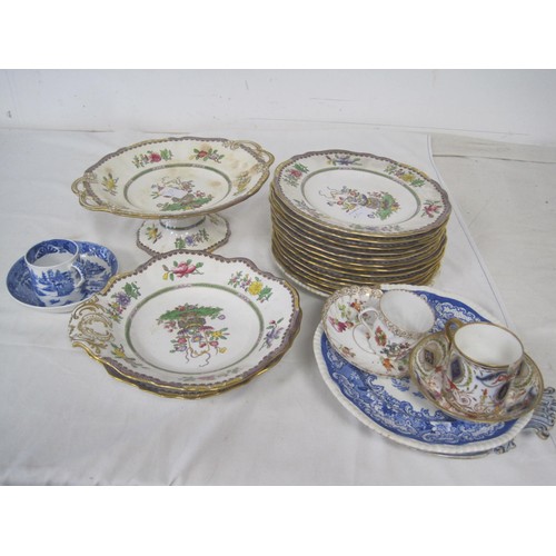 261 - Twelve Copeland Spode Old Bow Breakfast plates along with three other breakfast sized plates ,Two bo... 