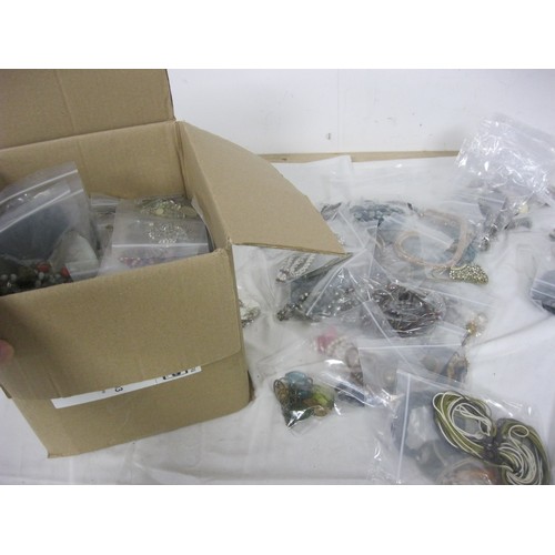 118 - A large box of assorted costume jewellery, individually bagged