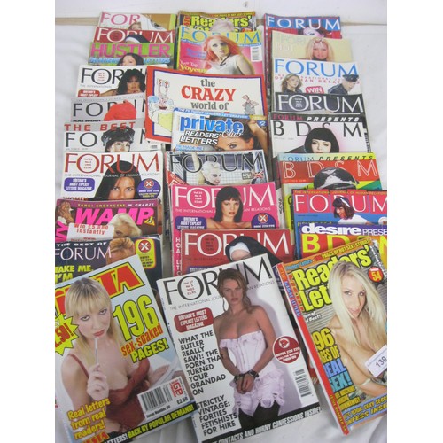 139 - A selection of small format gentlemen's magazines including Forum etc