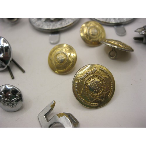 2 - A small cigar box full of police badges and buttons, the badges being for the AEA Constabulary, Insp... 