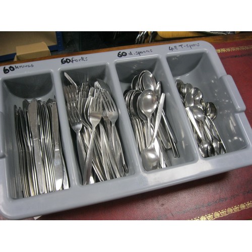 260 - A cutlery tray containing a quantity of stainless steel cutlery in good order