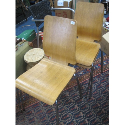 366 - Four Vintage Plywood and Chrome Stacking Chairs