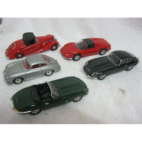 397 - 5 x modern Dinky Toys die cast cars including a pair of E-Type Jaguars and a Ferrari