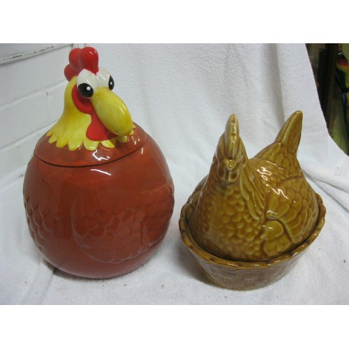 390 - A pair of egg crocks in the shape of chickens