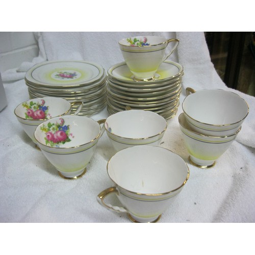 377 - 8 trios of floral bone china, one cup a/f