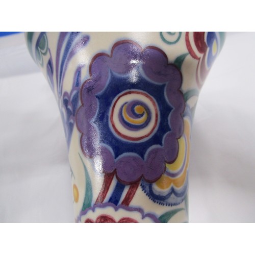 100A - A Poole pottery shape 596 trumpet vase in the HE Bluebird  pattern.
Quite a substantial vase at just... 