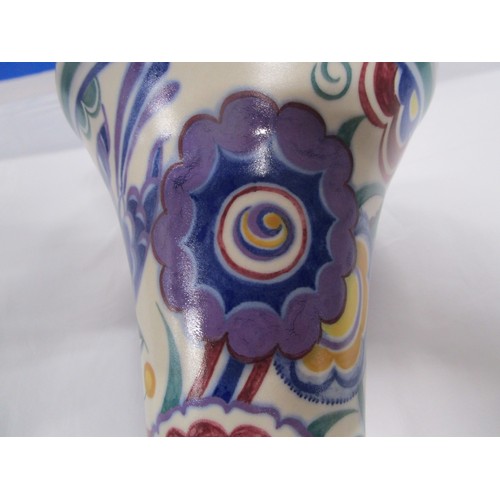 100A - A Poole pottery shape 596 trumpet vase in the HE Bluebird  pattern.
Quite a substantial vase at just... 