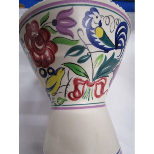 100C - A Poole pottery Conical vase in the LE Bluebird and Yellowbird pattern in pristine condition .