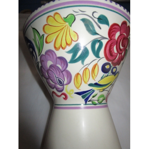 100C - A Poole pottery Conical vase in the LE Bluebird and Yellowbird pattern in pristine condition .