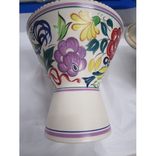 100C - A Poole pottery Conical vase in the LE Bluebird and Yellowbird pattern in pristine condition .