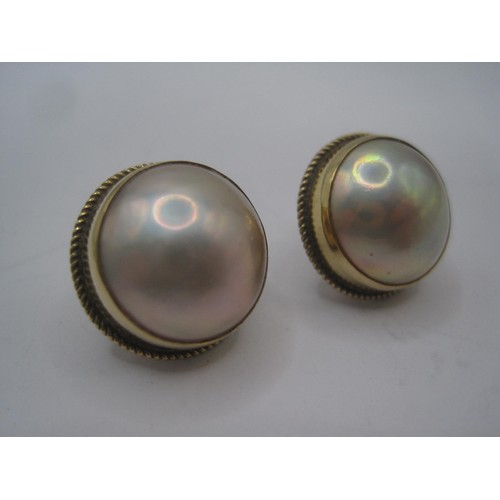 181 - Pair of 9ct gold mounted blister Pearl Stud Earrings