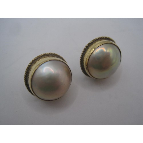 181 - Pair of 9ct gold mounted blister Pearl Stud Earrings