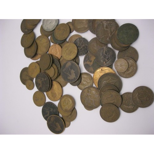 93 - A bag of assorted pennies, half pennies and farthings