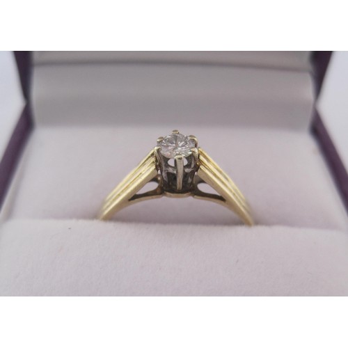 90 - A 9 carat gold solitaire diamond ring, ring size L/M, gross weight of ring approx. 1.4g, British hal... 