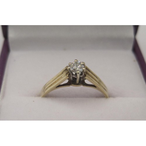 90 - A 9 carat gold solitaire diamond ring, ring size L/M, gross weight of ring approx. 1.4g, British hal... 