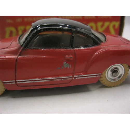 36 - A Dinky 187 Volkswagen Karmann Ghia Coupe in original box, white tyres, slight mark to one door but ... 