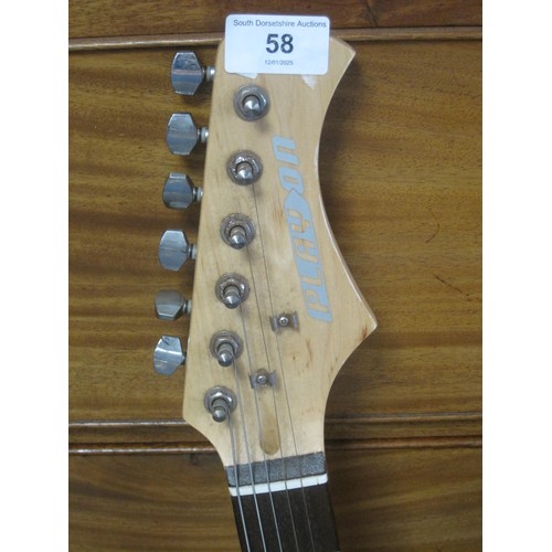 58 - A Toys R Us Play On electric guitar (a/f one string missing), and a GA-10 amplifier