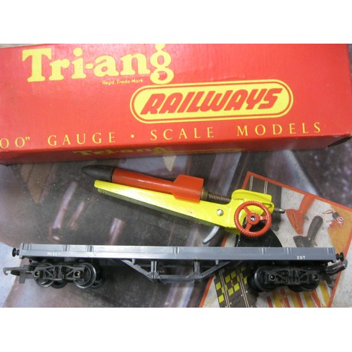 69 - A small box of Triang including an R3 Jinty ,brake van,r244 Restaurant car and a r216 Rocket launchi... 