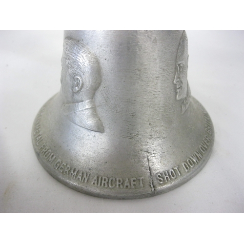 118 - An RAF Benevolent Fund bell featuring the raised profiles of the Allied leaders and inscribed 'Made ... 