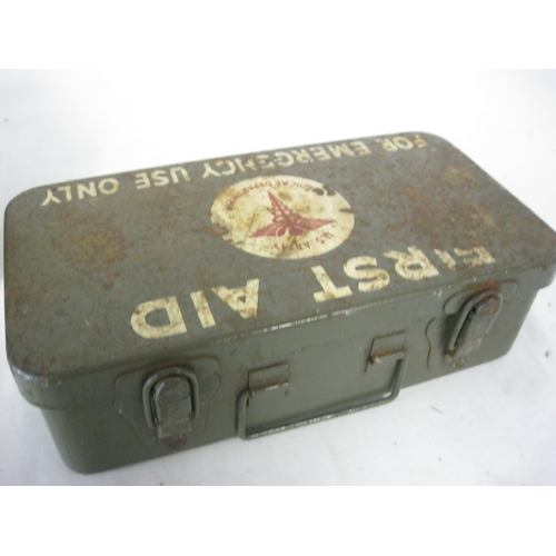 122 - A WW2 ARP First Aid tin, empty, and a US Army Medical Department First Aid tin with contents as pict... 