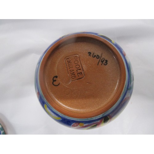 29 - An early Carter stable Adams  insised mark Poole England Comical bird Jam preserve pot with lid and ... 