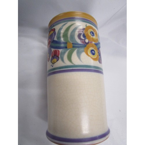 31 - A nice early Carter Stable and Adams /Poole pottery EE pattern cylinder vase 7 inches tall and beaut... 