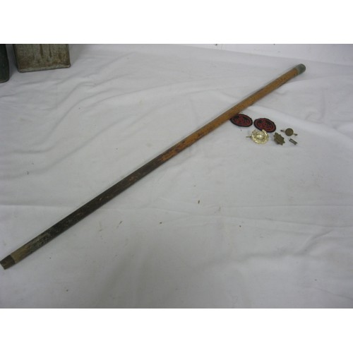 176 - A vintage Devonshire Regiment swagger stick with regimental crest in white metal, plus an assortment... 