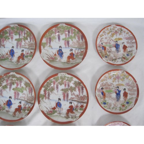 112 - Japanese export possibly Takito Geisha Girls side plates and saucers  15 items in total