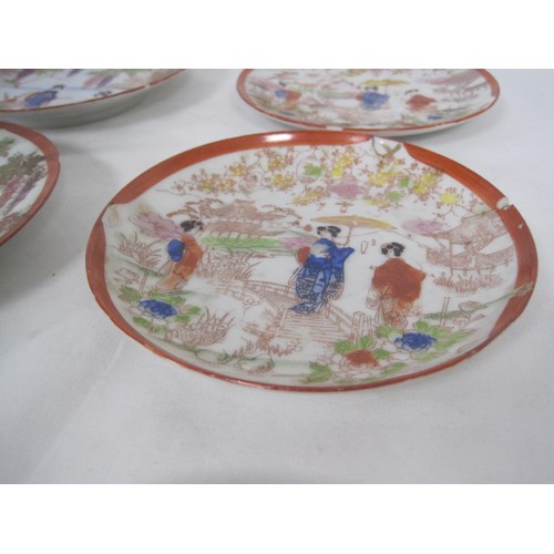 112 - Japanese export possibly Takito Geisha Girls side plates and saucers  15 items in total