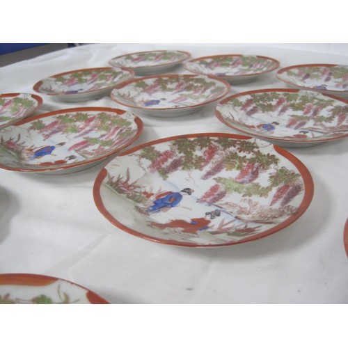 112 - Japanese export possibly Takito Geisha Girls side plates and saucers  15 items in total