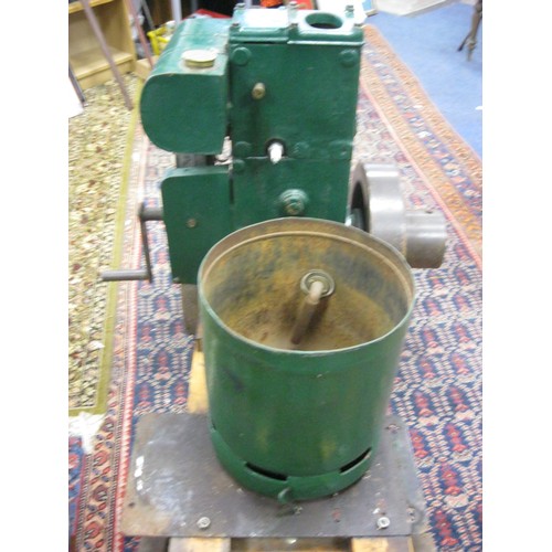 2 - A Lister D stationary petrol/paraffin engine, apparently complete, on wheeled trolley, the wheels of... 