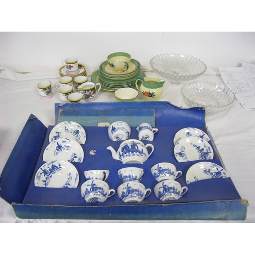 13 - Box of assorted China including a boxed Delftware style teaset (box a/f) and others