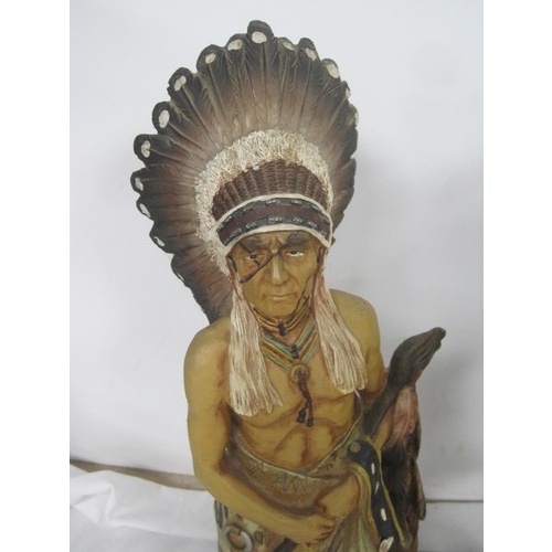 76 - Regency Fine Arts resin figure Apache Warrior, and a resin figure of a Native American chief (43cm)