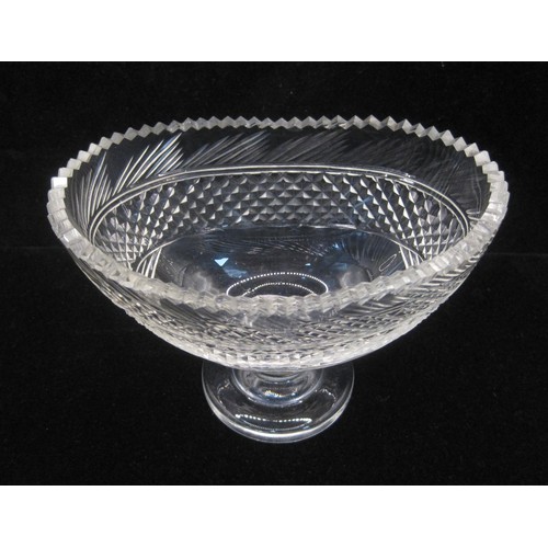 21 - Three items of antique glass - a cut glass sweetmeats dish, a small dimpled bowl, and a small ruby o... 