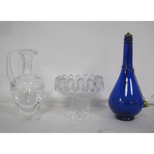 24 - Assorted glass ware - a matched part dressing table set, stoppered scent bottle, a Stuart jug, a Kos... 