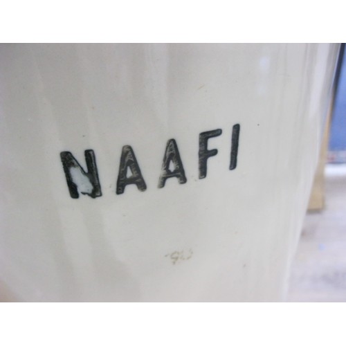 231 - A NAAFI ceramic hot chocolate or coffee urn, ceramic, without spigot and a large glass container