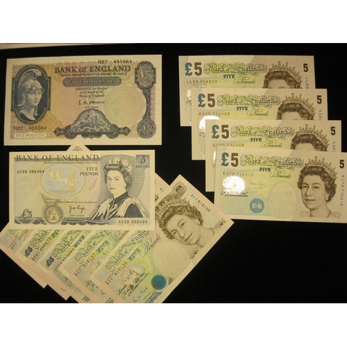 13 - 11 x £ 5 notes in mint uncirculated condition comprising 1 x Series B (O'Brien signature), 1 x Serie... 