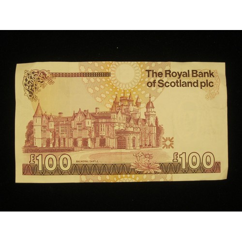 19 - A Royal Bank of Scotland £100 note, 1998 dated, some creasing but corners good, doesn't appear to ha... 