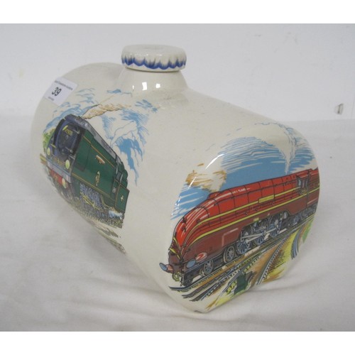 39 - Heron Cross pottery bed warmer featuring Evening Star, Battle of Britain and a Coronation Class loco... 