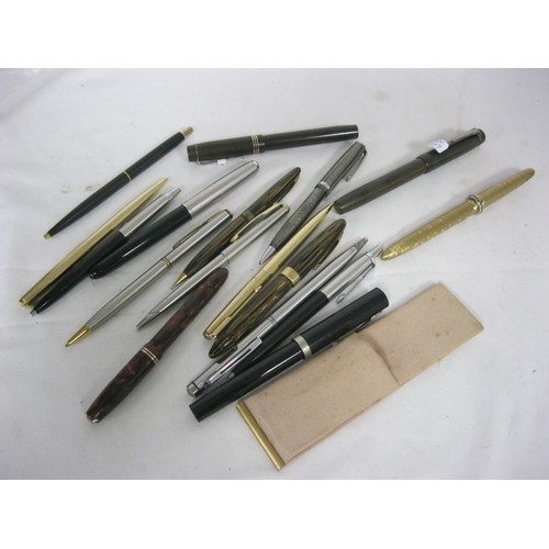 8 - An assortment of good quality pens including several with gold nibs by Schaeffer and 8 Parker ball p... 