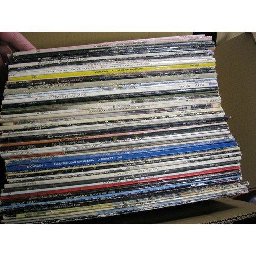 44 - A box of 1980s/90s vinyl LPs in good order including Frankie Goes To Hollywood, Jeff Wayne's The War... 