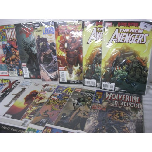 64 - A selection of 50 Marvel comics, mix of new and vintage, all in plastic wraps with cardboard backing... 