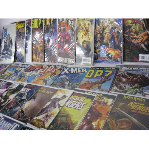 63 - A selection of 50 Marvel comics, mix of new and vintage, all in plastic wraps with cardboard backing... 