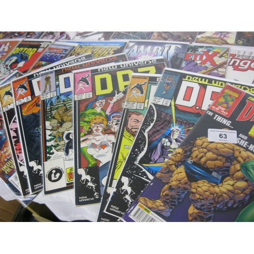 63 - A selection of 50 Marvel comics, mix of new and vintage, all in plastic wraps with cardboard backing... 