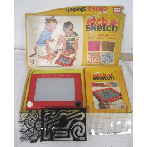 66 - A boxed Spirograph, a boxed New-improved Etch-a-Sketch, assorted a/f playworn Mattel Hot Wheels trac... 