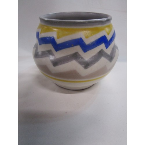 8 - Poole pottery vase in painted in the geometric MY pattern  in the 1920s It is very well painted but ... 